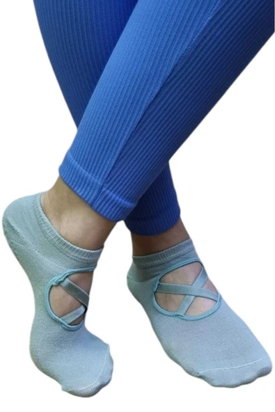 Kadın Pamuklu Kaydırmaz Taban Yoga Pilates Çorabı 6 Renk - 6