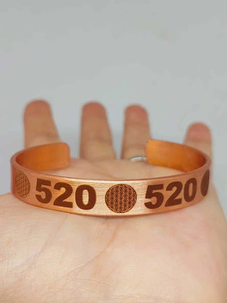 Yaşam Çiçeği Sembollü Sayı Sekanslı Bakır Bileklik (55690) - Resim 3