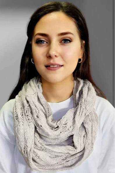 Kadın Çift Dolama Triko Örgü Boyunluk - Resim 7