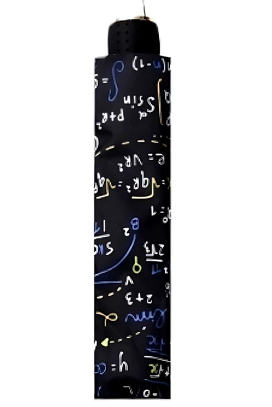 Matematik Formül Desenli Lüx Renkli Baskılı Rüzgara Dayanıklı 8 Telli Katlanabilir Manuel Şemsiye - 4