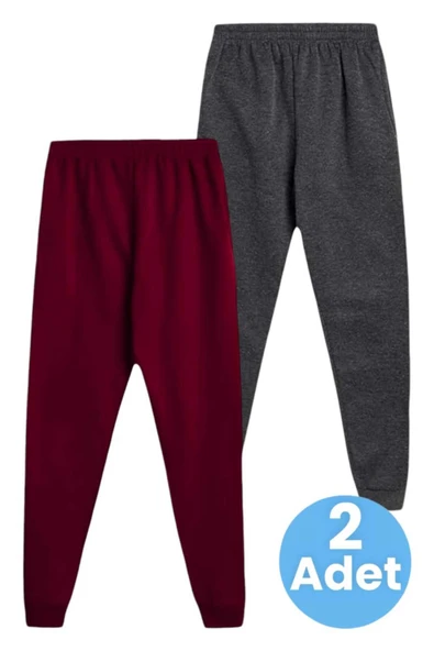 Çocuk Unisex Beli Lastikli Jogger Eşofman Altı 2'li Set - 5