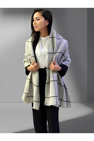 Kadın İnce Çizgili Yumuşak Dokulu Omuz Şalı Atkı  ( 70cm x 180cm ) - Resim 5