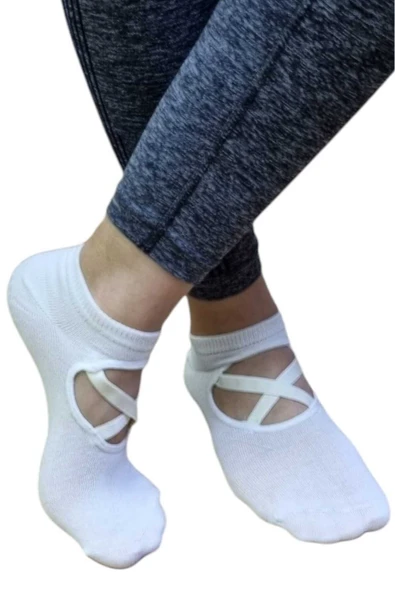Kadın Pamuklu Kaydırmaz Taban Yoga Pilates Çorabı 6 Renk - 3