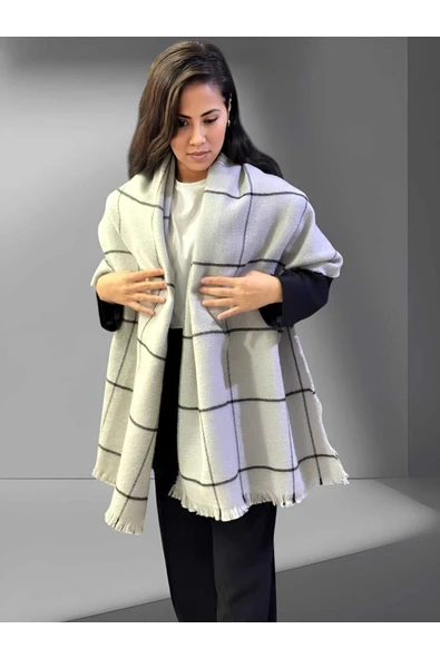 Kadın İnce Çizgili Yumuşak Dokulu Omuz Şalı Atkı  ( 70cm x 180cm ) - Resim 6