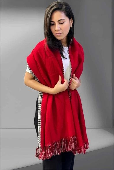 Kadın Çift Taraflı Düz Renk Yumuşak Dokulu Omuz Şalı Atkı  ( 70cm x 180cm ) - 3