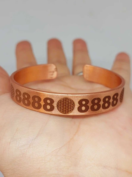Yaşam Çiçeği Sembollü Sayı Sekanslı Bakır Bileklik (55688) - Resim 3