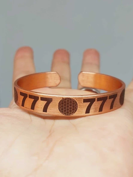 Yaşam Çiçeği Sembollü Sayı Sekanslı Bakır Bileklik (55686) - Resim 3