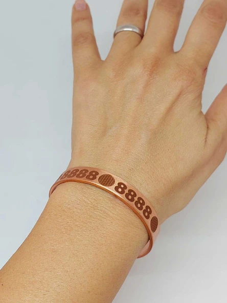 Yaşam Çiçeği Sembollü Sayı Sekanslı Bakır Bileklik (55688) - Resim 5