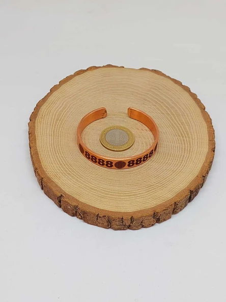 Yaşam Çiçeği Sembollü Sayı Sekanslı Bakır Bileklik (55688) - Resim 4