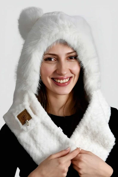 Kadın Kulaklıklı Boyun Bağlamalı Yumuşak Peluş Şapka - 3