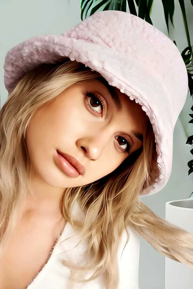 Kadın Teddy Peluş Bucket Şapka - 2