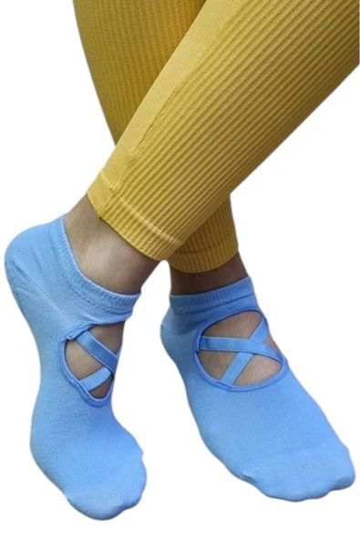 Kadın Pamuklu Kaydırmaz Taban Yoga Pilates Çorabı 6 Renk - 4