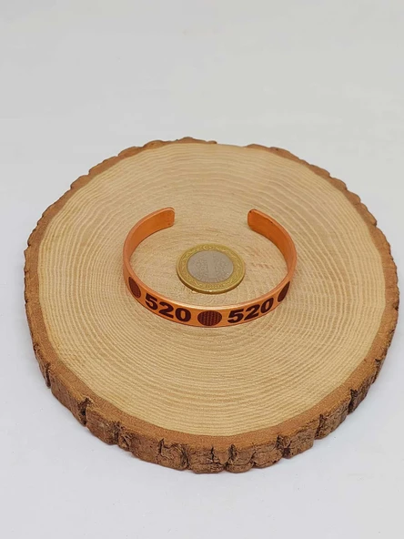 Yaşam Çiçeği Sembollü Sayı Sekanslı Bakır Bileklik (55690) - Resim 4