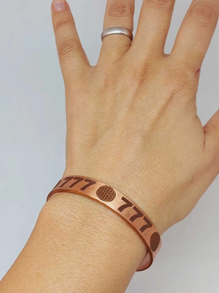 Yaşam Çiçeği Sembollü Sayı Sekanslı Bakır Bileklik (55686) - Resim 5