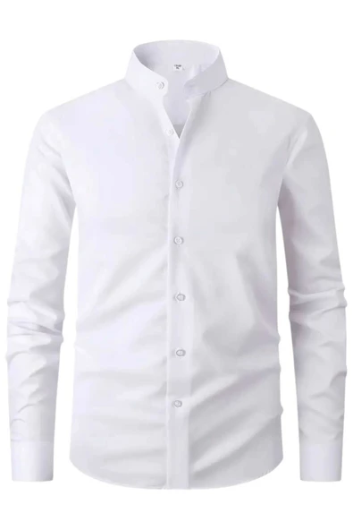 2'li  Hakim Yaka  Slim Fit  Nefes Alan Kolay Ütülenen Dört Mevsim Erkek Gömlek - 4