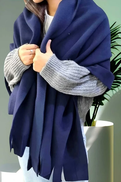 Kadın Kışlık Püsküllü Polar Şal  70 x 185 - Resim 7
