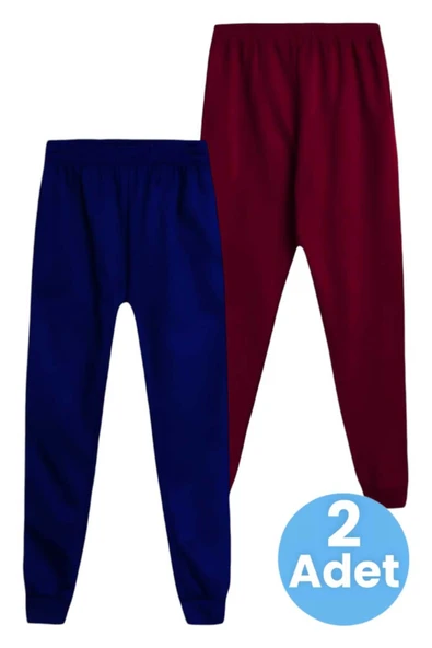 Çocuk Unisex Beli Lastikli Jogger Eşofman Altı 2'li Set - 5