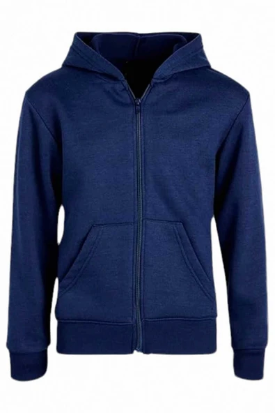 Unisex Pamuklu Kapüşonlu Fermuarlı Sweatshirt 2'li Set - 4