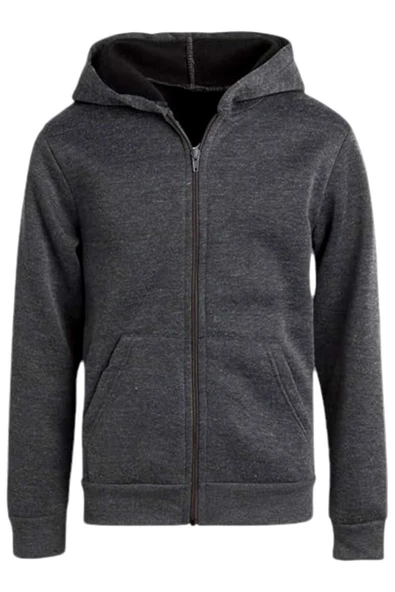 Çocuk Unisex Pamuklu Kapüşonlu Fermuarlı Sweatshirt 2'li Set - 8