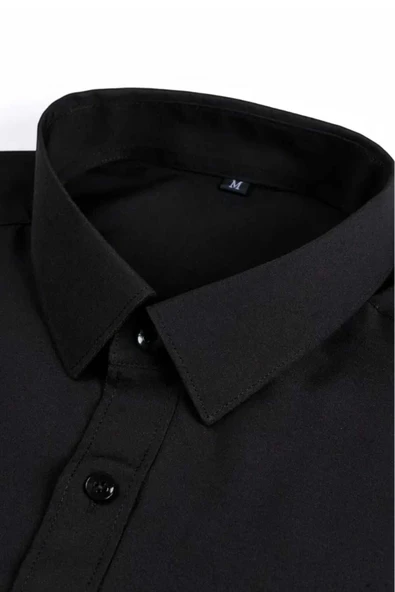 Slim Fit Kravatlık Uzun Kol Kolay Ütü Nefes Alan Dört Mevsim Slim Fit Erkek Gömlek 2'li Set - 3