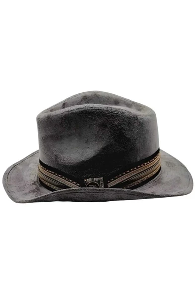 Unisex Nubuk Kovboy Fötr Şapka - 3