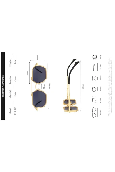 Kadın Steampunk Gretel Gold Metal Güneş Gözlüğü - 8