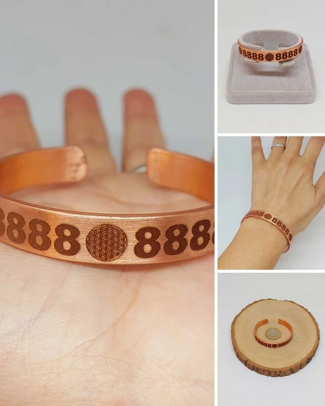 Yaşam Çiçeği Sembollü Sayı Sekanslı Bakır Bileklik (55688) ürün görseli