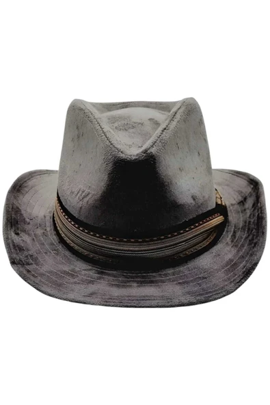 Unisex Nubuk Kovboy Fötr Şapka - 8