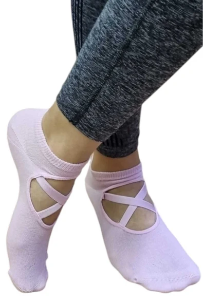 Kadın Pamuklu Kaydırmaz Taban Yoga Pilates Çorabı 6 Renk - 5