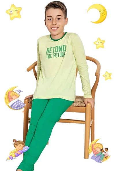 Erkek  Çocuk Pamuklu Uzun Kollu Desenli Pijama Takımı - 7