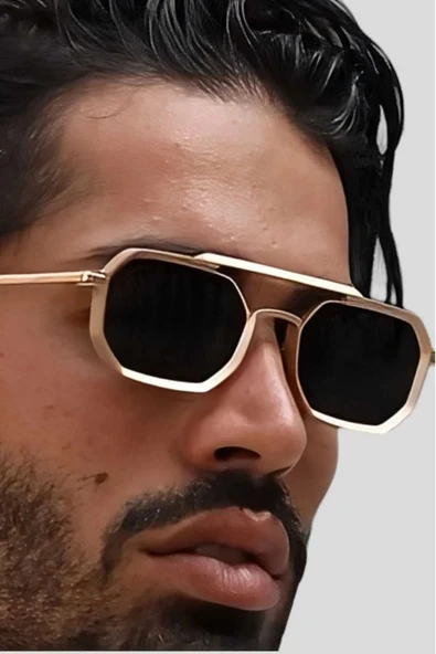 Erkek Steampunk Michael Gold Metal Güneş Gözlüğü