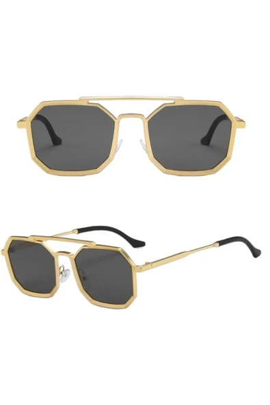 Erkek Steampunk Hansel Gold Metal Güneş Gözlüğü - 2