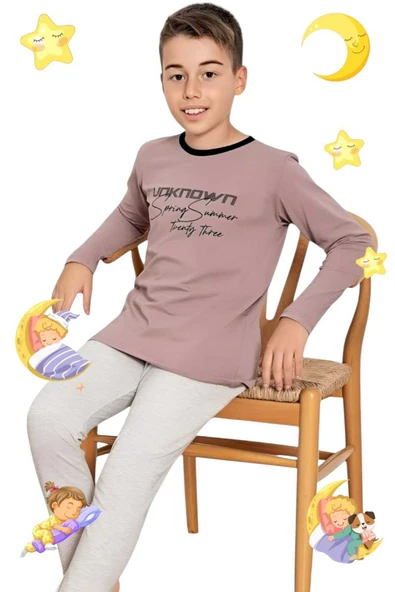 Erkek Çocuk Pamuklu Uzun Kollu Desenli Pijama Takımı - 7