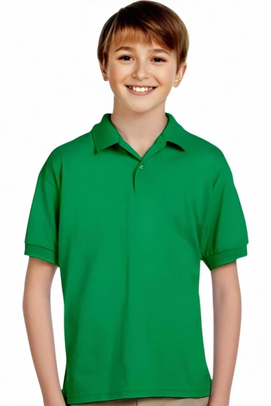 Erkek Çocuk Pamuklu Polo Yaka T-Shirt Günlük Ve Okul Uniforma Okul T-Shirt