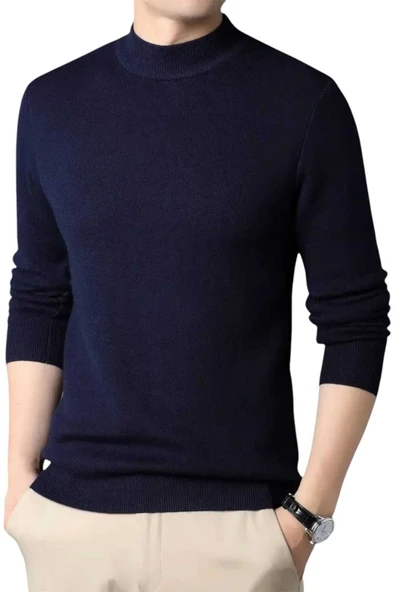 2'li Erkek Tüylenmeyen Yarım Boğazlı Triko Kazak Yarım Balıkçı Triko Kazak - 6