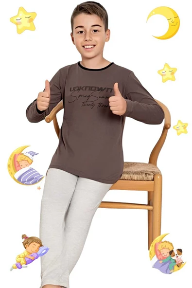 Erkek Çocuk Pamuklu Uzun Kollu Desenli Pijama Takımı - 3