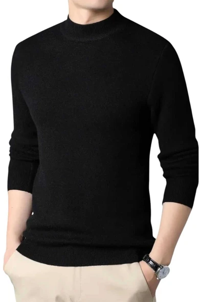 2'li Erkek Tüylenmeyen Yarım Boğazlı Triko Kazak Yarım Balıkçı Triko Kazak - 5