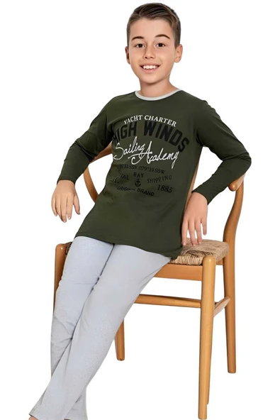 Erkek  Çocuk Pamuklu Uzun Kollu Desenli Pijama Takımı - 6