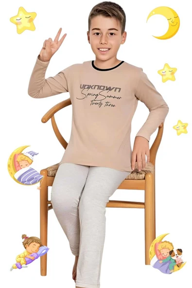 Erkek Çocuk Pamuklu Uzun Kollu Desenli Pijama Takımı - 7