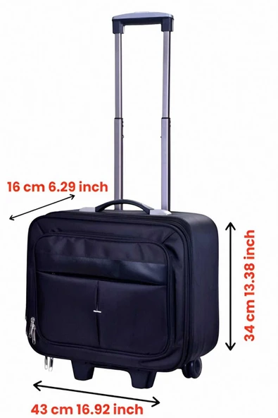 Çekçekli Orta Boy Lüx Kasalı Siyah Pilot, Evrak, Laptop, Notebook Çantası - 8