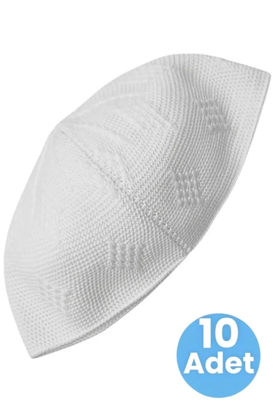 10'lu  Dokuma Örgü Desenli Takke Kaliteli Namaz Takkesi - 5