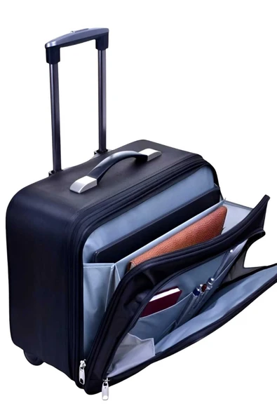 Çekçekli Lüx Büyük Boy Kasalı Siyah Pilot, Evrak, Laptop, Notebook Çantası - 2