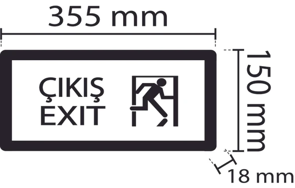 Noas Acil Çıkış 3W Çıkış Çift Yönlü Acil Çıkış Armatürleri Yönlendirme Levhası - 3