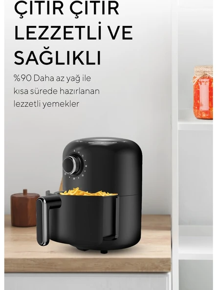 Kumtel 2 Litre Airfryer Yağsız FritözFastFryer Siyah 900W HAF-05 - 5