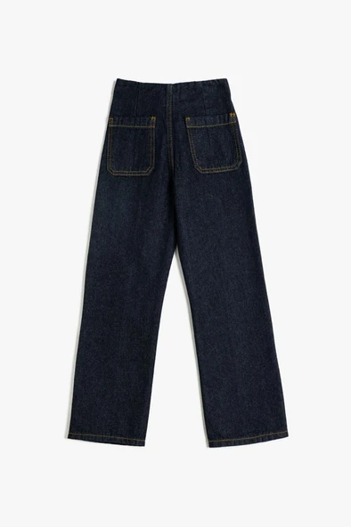 Koton Kız Çocuk Kot Pantolon Düz Paça Cepli Pamuklu- Straight Jean - 2