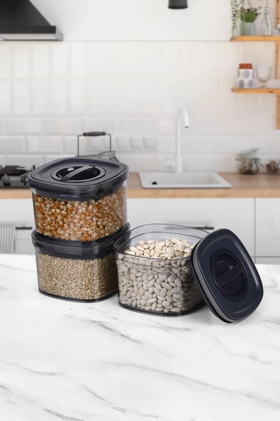 3 Adet 700 ml Füme Kilitli Kapak Vakumlu Sızdırmaz Saklama Kutusu - 2