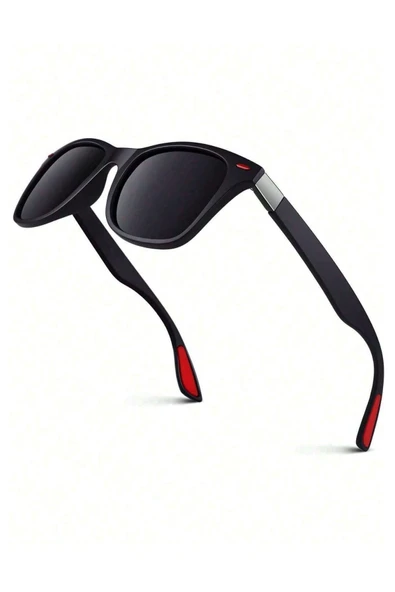 Polarize Lens Kırmızı Çivi Detaylı Wayfarer Kadın Güneş Gözlüğü