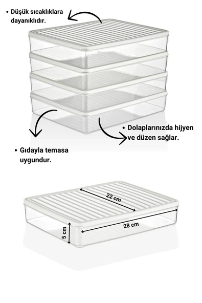 Buzdolabı Ve Mikrodalga Saklama Kabı - Beyaz Buzdolabı Organizeri 4x2800ml - 2