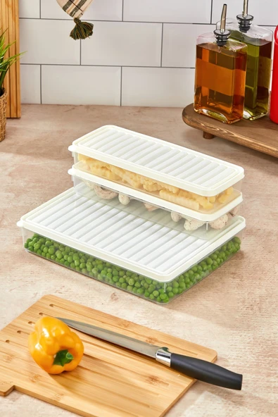 Buzdolabı Ve Mikrodalga Saklama Kabı/organizeri Beyaz 3 Adet (1X 2800ML- 2X 1000ML) - 3