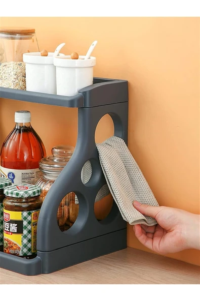 Baharat Organizatör Raflı Standı 2 Katlı Raflı Çok Fonksiyonlu Düzenleyici - 3